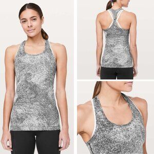 Lululemon Cool Racerback II In Luon Spray Jacquard White Black Size 4